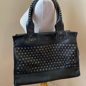 FRYE Studded Shopper Bag In Distressed Black